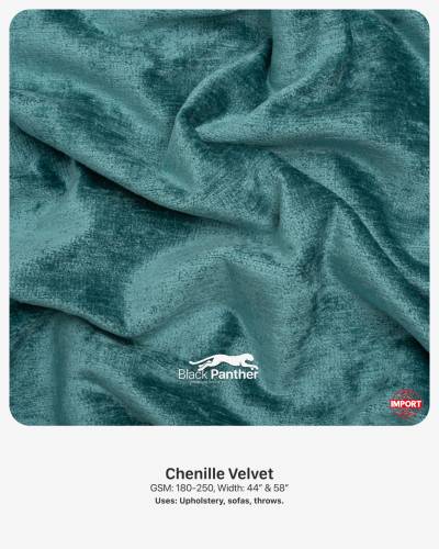 Imported Chenille Velvet Fabric 180-250 GSM | 44” & 58” Width | Upholstery, Sofas & Throws in Surat